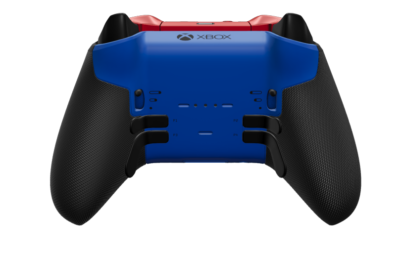 Xbox Elite Wireless Controller Series 2 - Core - Body: Shock Blue + Rubberized Grips, D-pad: Cross, Pulse Red (Metal), Back: Shock Blue + Rubberized Grips