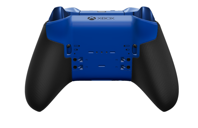 Xbox Elite Wireless Controller Series 2 - Core - Behuizing voorzijde: Shockblauw + rubberen handvatten, D-pad: Gefacetteerd, gletsjerblauw (metaal), Behuizing achterzijde: Shockblauw + rubberen handvatten