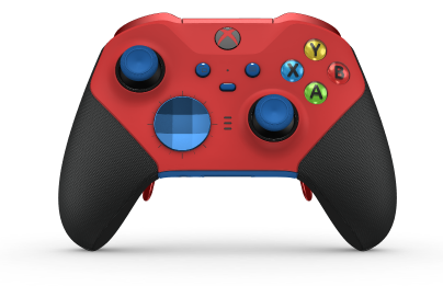 Xbox Elite Wireless Controller Series 2 - Core - Text: Pulse Red + Rubberized Grips, D-Pad: Facetten, Photon Blue (Metall), Zurück: Shock Blue + Rubberized Grips