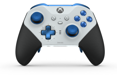 Xbox Elite Wireless Controller Series 2 - Core - Behuizing voorzijde: Robotwit + rubberen handvatten, D-pad: Cross, Photon Blue (Metal), Behuizing achterzijde: Robotwit + rubberen handvatten