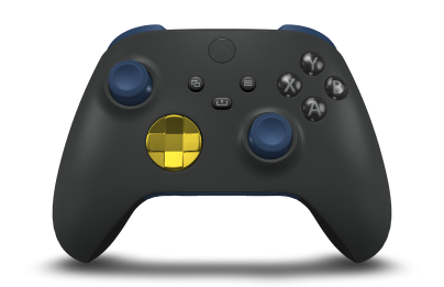 Xbox ワイヤレス コントローラー - Body: Carbon Black, D-Pads: Lightning Yellow (Metallic), Thumbsticks: Midnight Blue