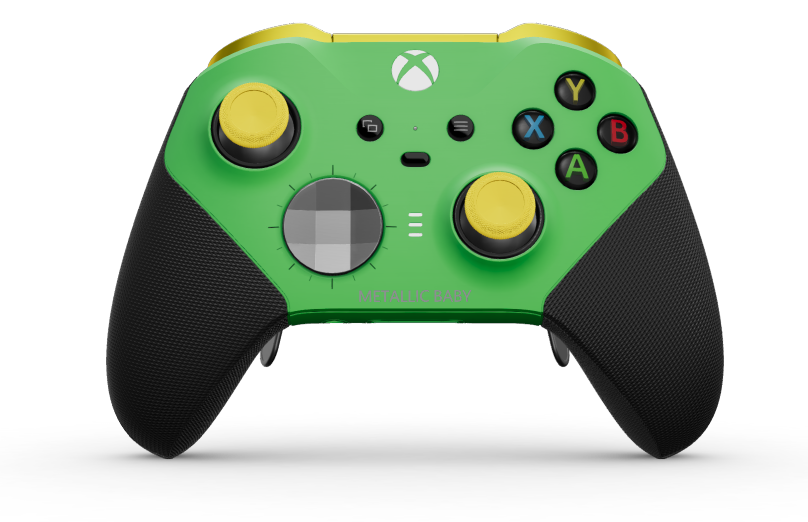 Xbox Elite Wireless Controller Series 2 - Core - Framsida: Velocity Green + gummerat grepp, Styrknapp: Facetterad, Storm Gray (Metall), Baksida: Velocity Green + gummerat grepp