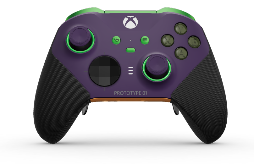 Xbox Elite Wireless Controller Series 2 - Core - Test: Astral Purple lila + gumírozott markolatok, l-választó: Fazettás, Carbon Black (fém), Hátoldal: Soft Orange narancs + gumírozott markolatok