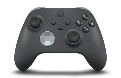 Controller with Storm Grey body, Ash Grey D-pad, and Carbon Black thumbsticks - front view