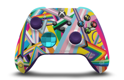Xbox Wireless Controller - Body: Pride, D-Pads: Dragonfly Blue (Metallic), Thumbsticks: Astral Purple