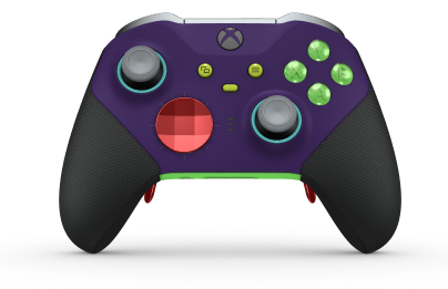 Xbox Elite ワイヤレスコントローラー シリーズ 2 - Core - Corpo: Roxo Astral + Pegas em Borracha, Botão Direcional: Faceta, Vermelho Forte (Metal), Traseira: Verde Veloz + Pegas em Borracha