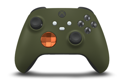 Xbox Wireless Controller - Corpo: Verde Noturno, Botões Direcionais: Laranja Vibrante (Metálico), Manípulos Analógicos: Preto Carbono