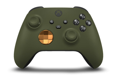 Xbox Wireless Controller - Cuerpo: Verde nocturno, Crucetas: Naranja suave (metálico), Palancas de mando: Verde nocturno