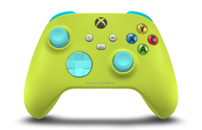 Xbox Wireless Controller - Corpo: Verde Elétrico, Botões Direcionais: Azul Glaciar, Manípulos Analógicos: Azul Glaciar
