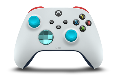Xbox Wireless Controller - Hoofdtekst: Robotwit, D-Pads: Gletsjerblauw (metallic), Duimsticks: Libelleblauw