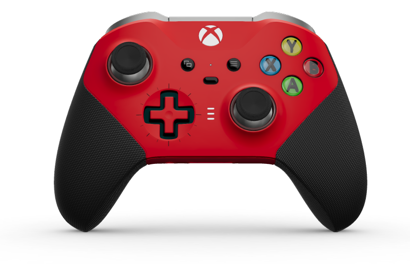 Manette sans fil Xbox Elite Series 2 - Core - Corps: Pulse Red + poignées caoutchoutées, BMD: Plus, Bright Silver (métal), Arrière: Pulse Red + poignées caoutchoutées