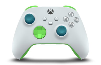 Controller with Robot White body, Velocity Green D-pad, and Mineral Blue thumbsticks