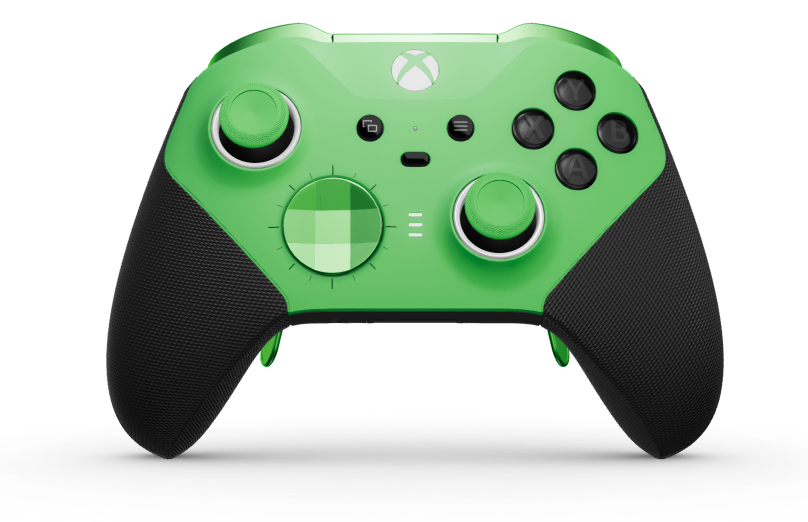 Mando inalámbrico Xbox Elite Series 2: básico - Body: Velocity Green + Rubberized Grips, D-pad: Facet, Velocity Green (Metal), Back: Carbon Black + Rubberized Grips
