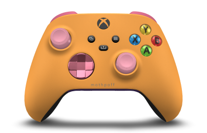 Xbox Wireless Controller - Body: Soft Orange, D-Pads: Retro Pink (Metallic), Thumbsticks: Retro Pink