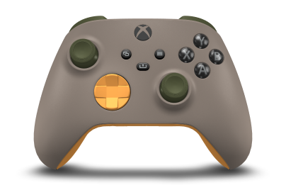 Xbox Wireless Controller - Brödtext: Ökenbrun, Styrknappar: Mjukt orange, Styrspakar: Midnattsgrön
