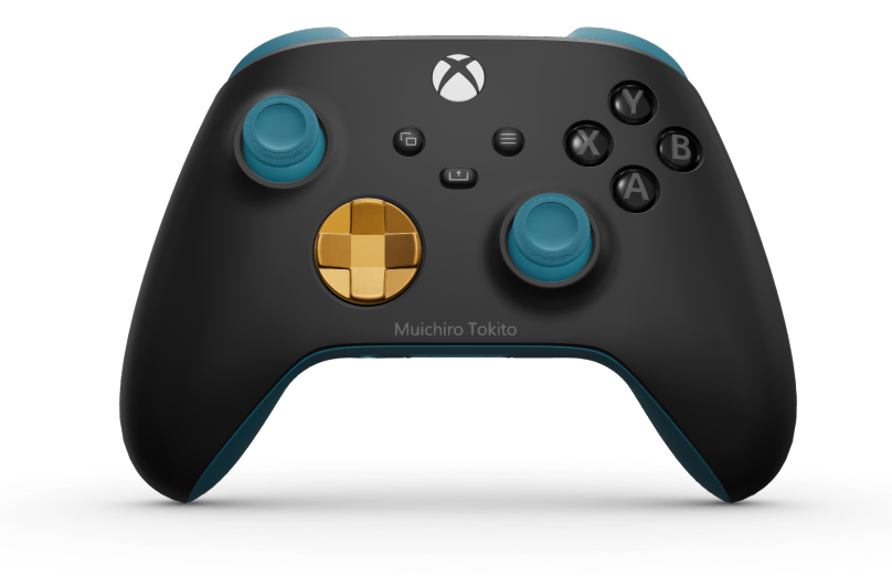 Xbox Wireless Controller - Body: Carbon Black, D-Pads: Soft Orange (Metallic), Thumbsticks: Mineral Blue