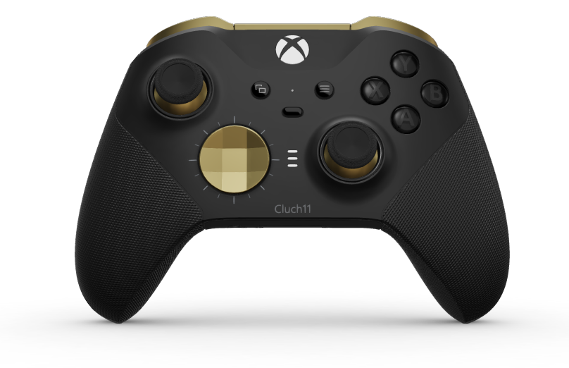 Xbox Elite Wireless Controller Series 2 - Core - Text: Carbon Black + gummierte Griffe, D-Pad: Facettiert, Hero Gold (Metall), Zurück: Carbon Black + gummierte Griffe