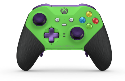 Xbox Elite Wireless Controller Series 2 - Core - Body: Velocity Green + Rubberized Grips, D-pad: Cross, Astral Purple (Metal), Back: Velocity Green + Rubberized Grips