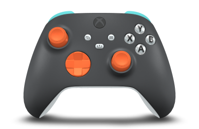 Xbox Wireless Controller - 機身: Storm Grey, 方向鍵: 熱帶橘, 搖桿: 熱帶橘