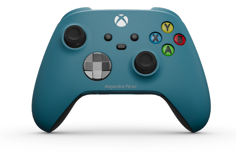 Xbox Wireless Controller - Hoofdtekst: Mineraalblauw, D-Pads: Stormgrijs (metallic), Duimsticks: Carbonzwart