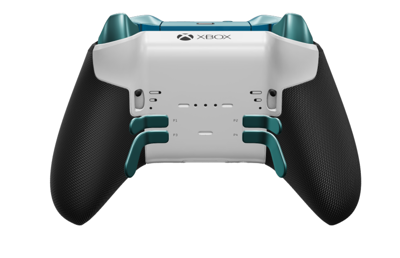 Xbox Elite Wireless Controller Series 2 - Core - Corpo: Celeste Ghiaccio + Impugnature gommate, Croce direzionale: Sfaccettata Blu Minerale (Metallo), Retro: Bianco Robot + Impugnature gommate