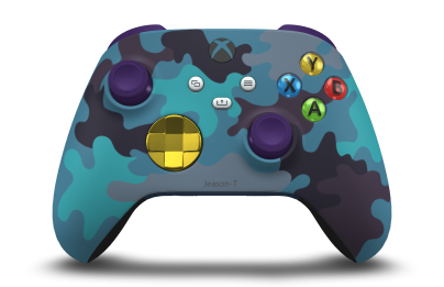 Xbox Wireless Controller - Body: Mineral Camo, D-Pads: Lightning Yellow (Metallic), Thumbsticks: Astral Purple