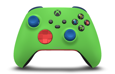 Xbox Wireless Controller - Body: Velocity Green, D-Pads: Pulse Red, Thumbsticks: Shock Blue