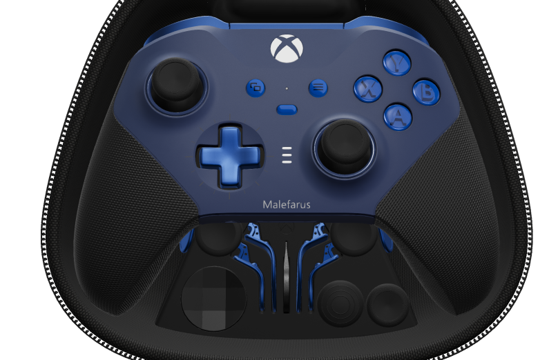 Xbox Elite Wireless Controller Series 2 – Core - Behuizing voorzijde: Nachtblauw + rubberen handvatten, D-pad: Cross, Photon Blue (Metal), Behuizing achterzijde: Nachtblauw + rubberen handvatten