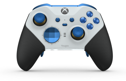 Mando inalámbrico Xbox Elite Series 2: básico - Body: Robot White + Rubberized Grips, D-pad: Facet, Photon Blue (Metal), Back: Robot White + Rubberized Grips