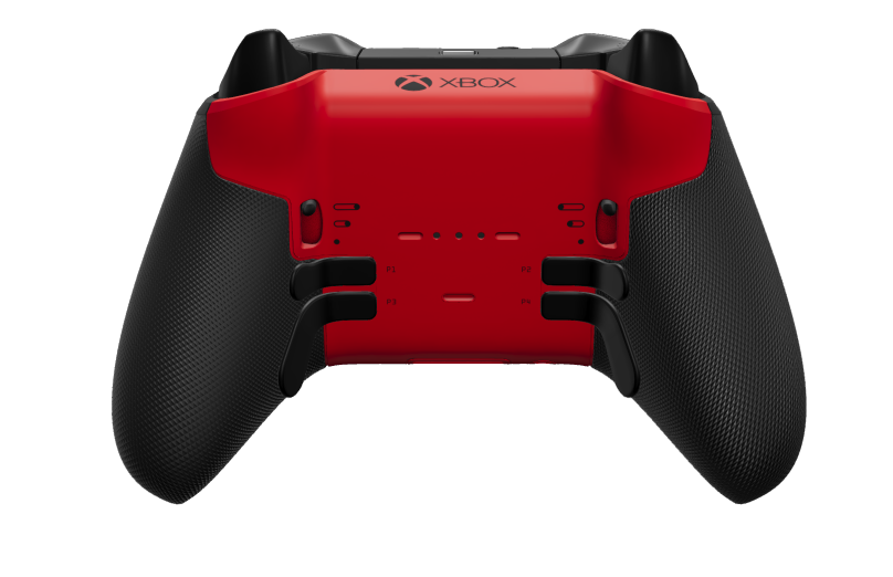 Controller Wireless Elite per Xbox Series 2 - Nucleo - Text: Pulse Red + gummierte Griffe, D-Pad: Facettiert, Carbon Black (Metall), Zurück: Pulse Red + gummierte Griffe
