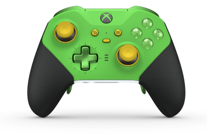 Xbox Elite Wireless Controller Series 2 - Core - Fremsida: Velocity Green + Rubberized Grips, Styrknapp: Kors, Velocity Green (Metall), Tillbaka: Robot White + Rubberized Grips
