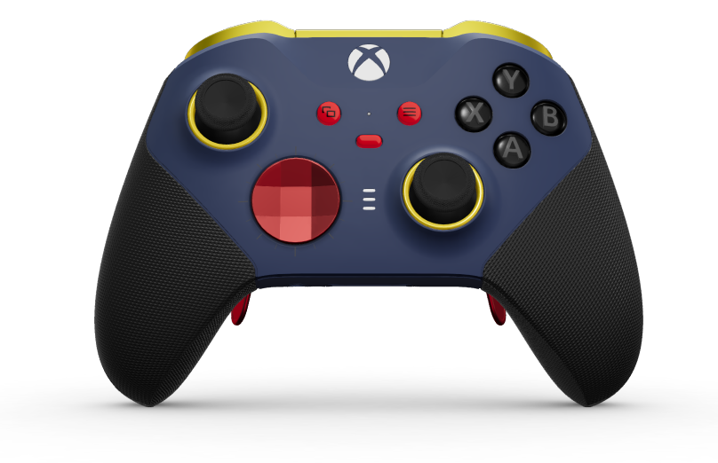 Xbox Elite Wireless Controller Series 2 - Core - Behuizing voorzijde: Nachtblauw + rubberen handvatten, D-pad: Gefacetteerd, pulsrood (metaal), Behuizing achterzijde: Nachtblauw + rubberen handvatten