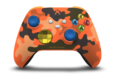 Xbox Wireless Controller - Body: Blaze Camo, D-Pads: Lightning Yellow (Metallic), Thumbsticks: Shock Blue