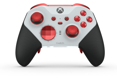 Xbox Elite Wireless Controller Series 2 - Core - Corps: Robot White + Rubberized Grips, BMD: Facette, Pulse Red (métal), Arrière: Robot White + Rubberized Grips
