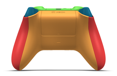 Controller with Pulse Red body, Robot White D-pad, and Shock Blue thumbsticks - back view