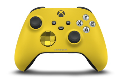 Xbox Wireless Controller - Framsida: Lighting Yellow, Styrknappar: Blixtgul (metallic), Styrspakar: Kolsvart