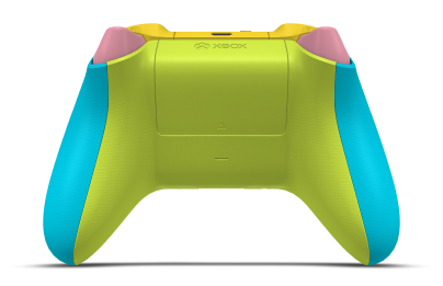 Xbox 無線控制器 - Corpo: Azul Libélula, Botões Direcionais: Rosa Reto (Metálico), Manípulos Analógicos: Rosa Retro