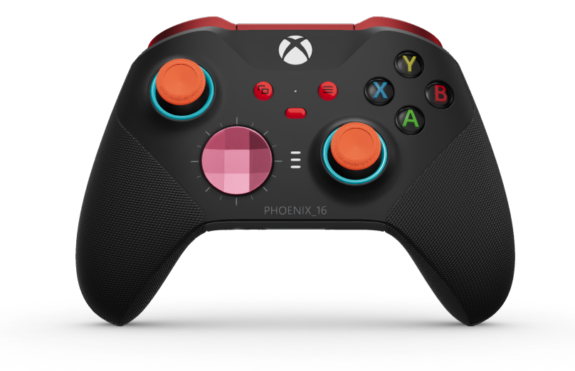 Xbox Elite Wireless Controller Series 2 - Core - Body: Carbon Black + Rubberized Grips, D-pad: Faceted, Deep Pink (Metal), Back: Storm Gray + Rubberized Grips