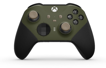 Xbox Elite Wireless Controller Series 2 - Core - 몸체: 녹터널 그린 + 고무 코팅 그립, 방향 패드: 패싯, 카본 블랙(금속), 뒤로: 스톰 그레이 + 고무 코팅 그립