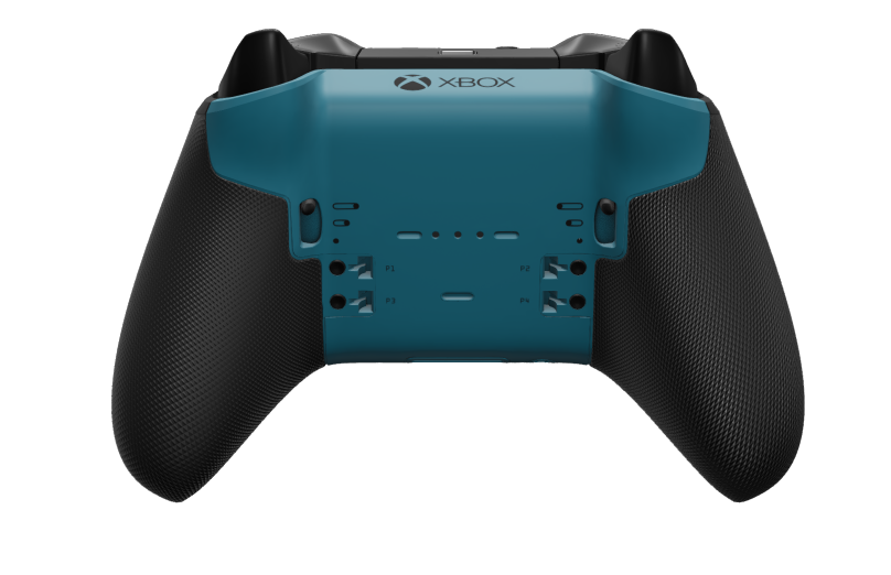 Trådløs Xbox Elite-controller Series 2 – Core - Body: Mineral Blue + Rubberized Grips, D-pad: Faceted, Carbon Black (Metal), Back: Mineral Blue + Rubberized Grips