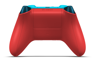 Xbox draadloze controller - Framsida: Eldröd, Styrknappar: Mineralblå (metallic), Styrspakar: Dragonfly Blue