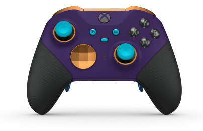 Xbox Elite draadloze controller Series 2 - Core - Text: Astral Purple + Rubberized Grips, D-Pad: Facetten, Soft Orange (Metall), Zurück: Astral Purple + Rubberized Grips