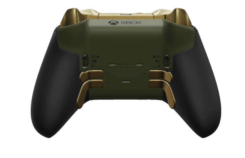 Xbox Elite Wireless Controller Series 2 - Core - Corps: Nocturnal Green + poignées caoutchoutées, BMD: À facettes, Hero Gold (métal), Arrière: Nocturnal Green + poignées caoutchoutées