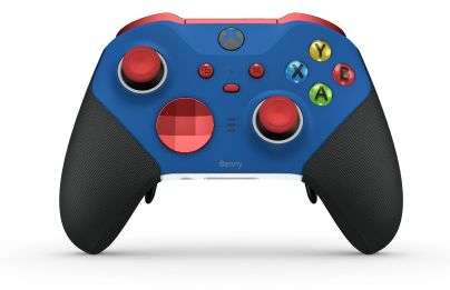 Xbox Elite Wireless Controller Series 2 - Core - Body: Shock Blue + Rubberised Grips, D-pad: Facet, Pulse Red (Metal), Back: Robot White + Rubberised Grips