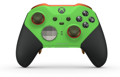 Bezprzewodowy kontroler Xbox Elite Series 2 — Core - Corps: Velocity Green + Rubberized Grips, BMD: Facette, Bright Silver (métal), Arrière: Velocity Green + Rubberized Grips