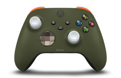 Xbox Wireless Controller - Korpus: Nocna zieleń, Pady kierunkowe: Ciepłe złoto, Drążki: Biel robota