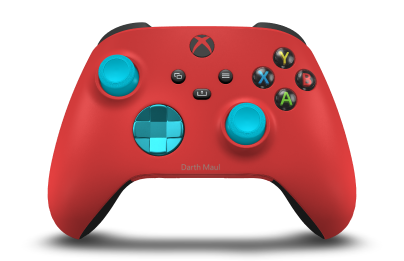 Xbox 無線控制器 - Body: Pulse Red, D-Pads: Dragonfly Blue (Metallic), Thumbsticks: Dragonfly Blue