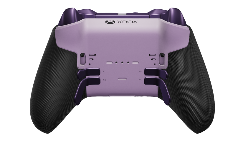 Xbox Elite Wireless Controller Series 2 – Core - Behuizing voorzijde: Robotwit + rubberen handvatten, D-pad: Gefacetteerd, zachtpaars (metaal), Behuizing achterzijde: Zacht paars + rubberen handvatten