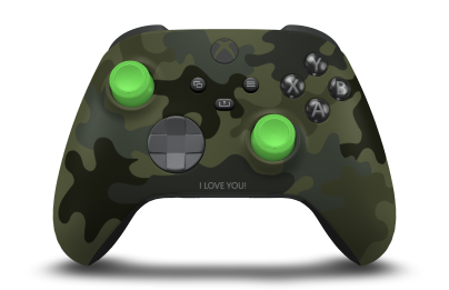 Xbox Wireless Controller - Corpo: Camuflagem de floresta, Botões Direcionais: Storm Grey, Manípulos Analógicos: Verde Veloz