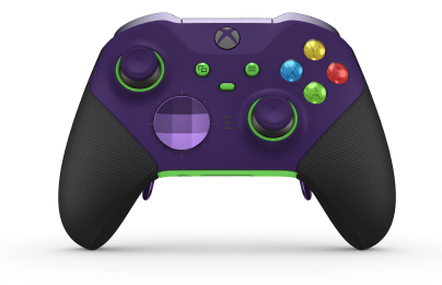 Xbox Elite ワイヤレス コントローラー シリーズ 2 コンプリート バンドル - Behuizing voorzijde: Astralpaars + rubberen handvatten, D-pad: Facet, Astral Purple (Metal), Behuizing achterzijde: Velocity-groen + rubberen handvatten
